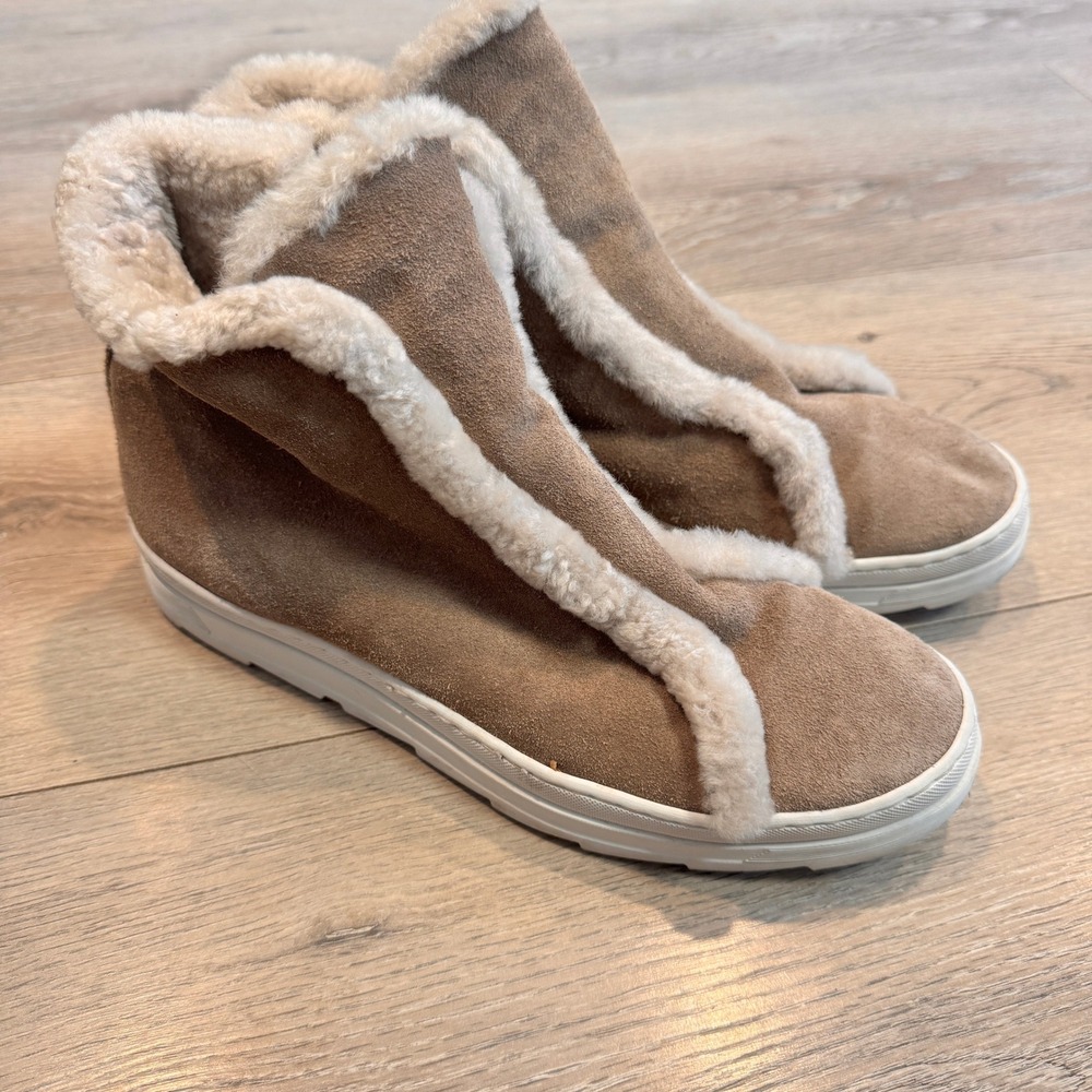 JOYKS Suede Shearling Lined Ankle Boots Made in Italy Warm Cozy Size 9